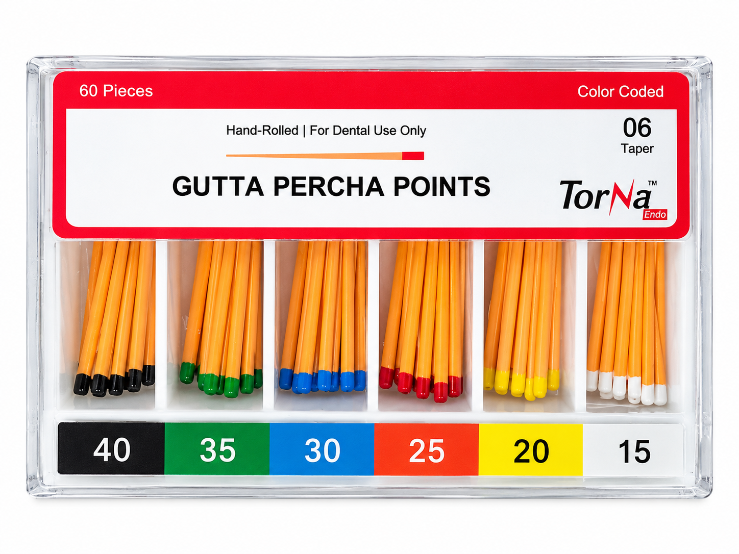 Gutta Percha čepy, Různé velikosti